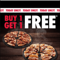 Buy 1 Large Gourmet/Traditional Pizza, Get 1 Large Traditional/Value/Extra Value Pizza Free 