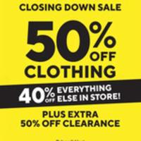 50% off Clothing, 40% off Storewide, Extra 50% off Clearance [Porirua] [Closing down sale]